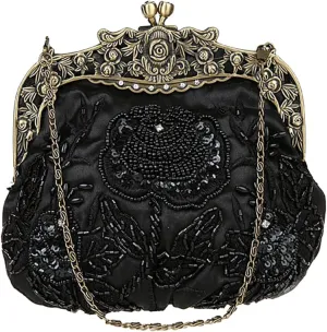 Belsen Women's Vintage Beaded Sequin Flower Evening Handbags