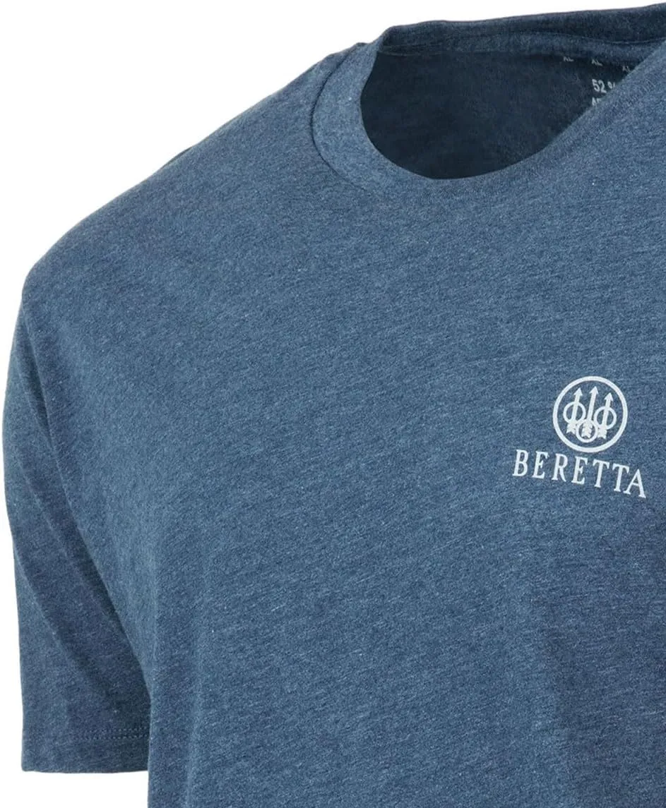 Beretta Men's Horizon SS Casual Durable Active Wear Ribbed Crew Neck Logo Print Double Needle Hems Short Sleeve T-Shirt