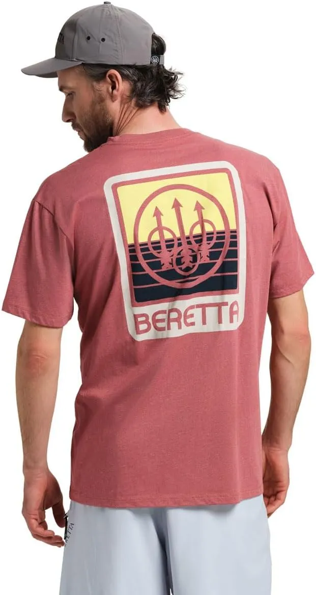 Beretta Men's Horizon SS Casual Durable Active Wear Ribbed Crew Neck Logo Print Double Needle Hems Short Sleeve T-Shirt
