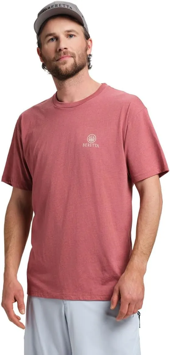 Beretta Men's Horizon SS Casual Durable Active Wear Ribbed Crew Neck Logo Print Double Needle Hems Short Sleeve T-Shirt