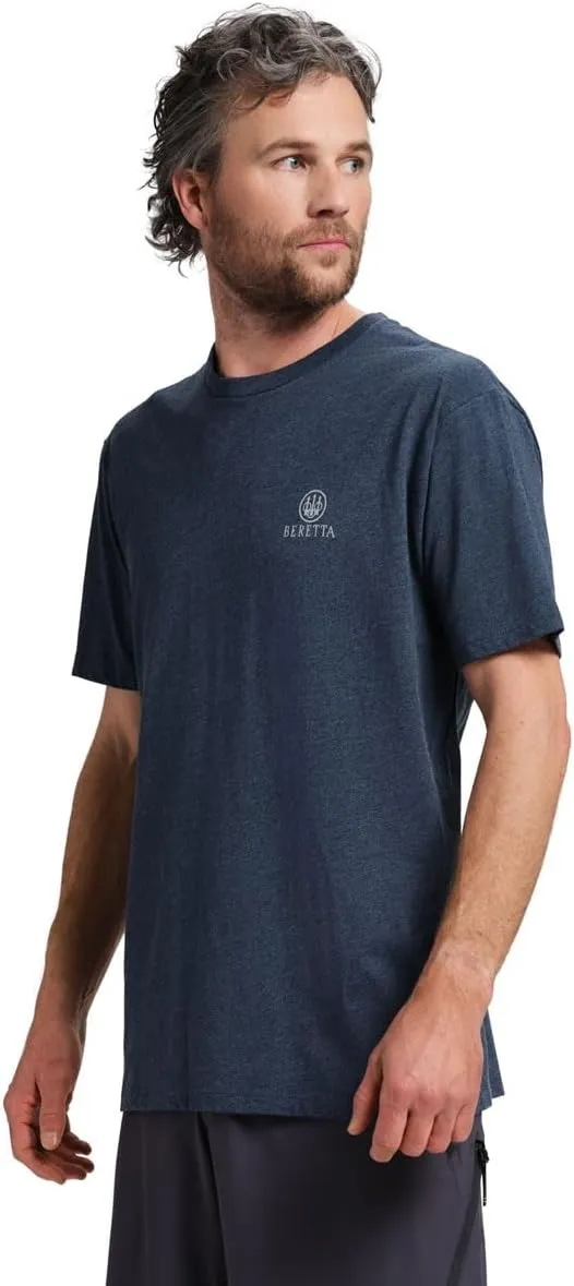 Beretta Men's Horizon SS Casual Durable Active Wear Ribbed Crew Neck Logo Print Double Needle Hems Short Sleeve T-Shirt