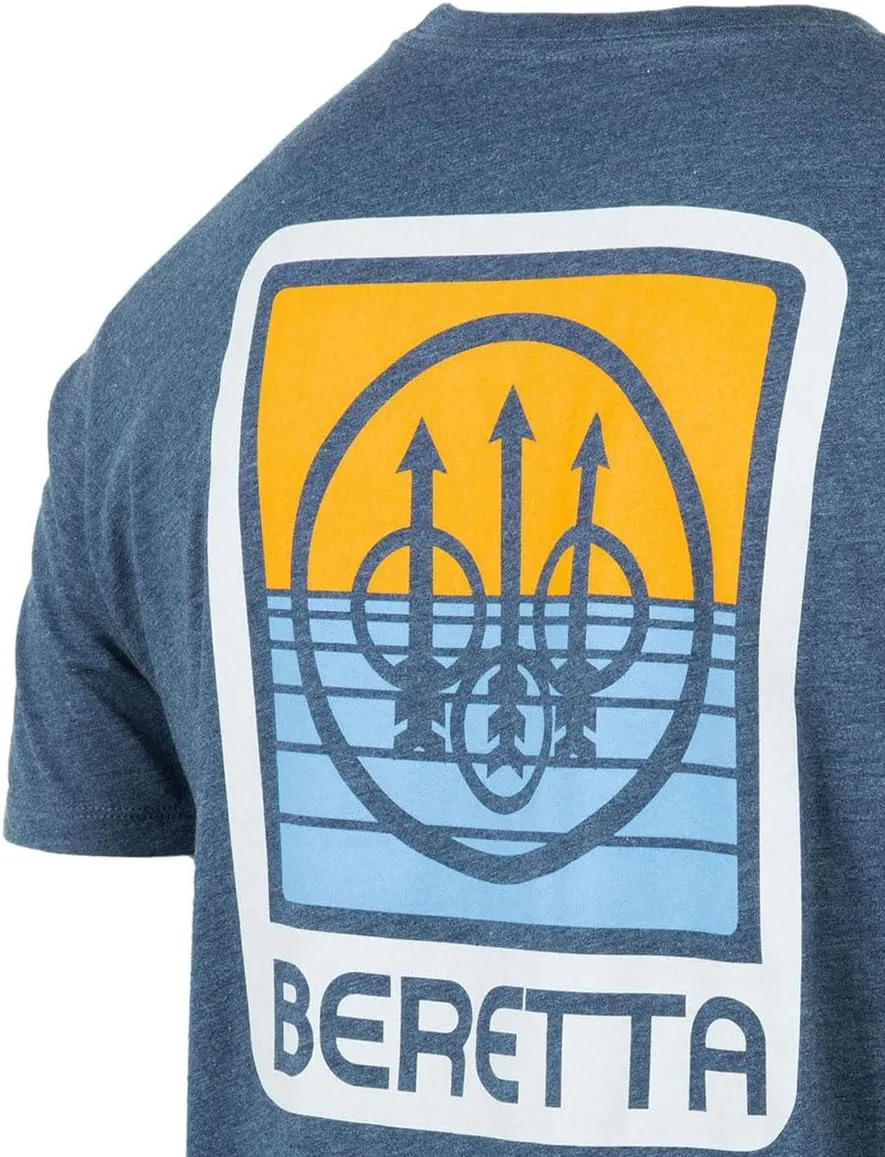 Beretta Men's Horizon SS Casual Durable Active Wear Ribbed Crew Neck Logo Print Double Needle Hems Short Sleeve T-Shirt