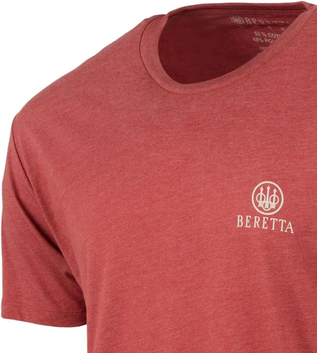 Beretta Men's Horizon SS Casual Durable Active Wear Ribbed Crew Neck Logo Print Double Needle Hems Short Sleeve T-Shirt