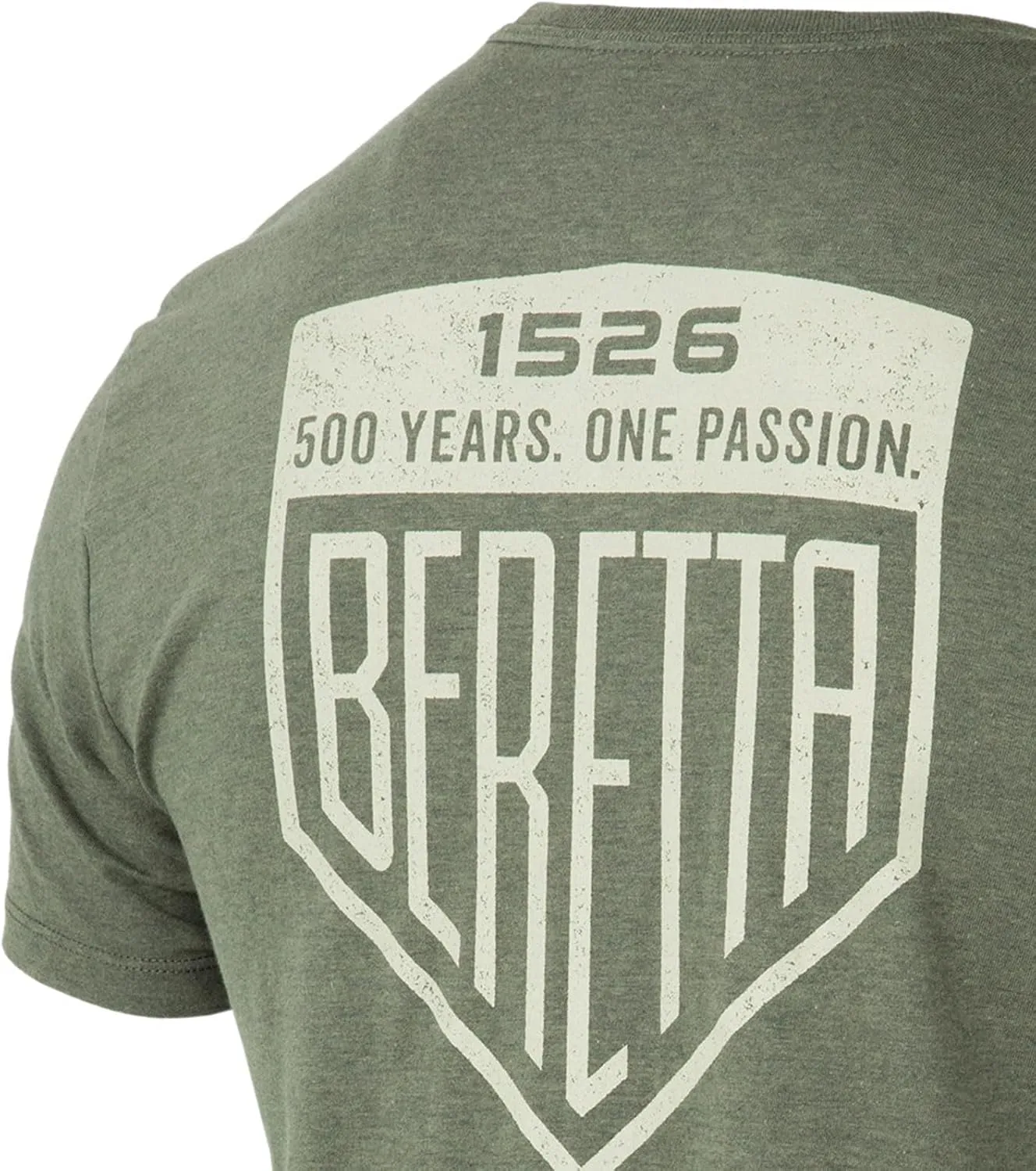 Beretta Men's Legacy Casual Durable Active Wear Ribbed Crew Neck Logo Print Double Needle Hems Short Sleeve T-Shirt