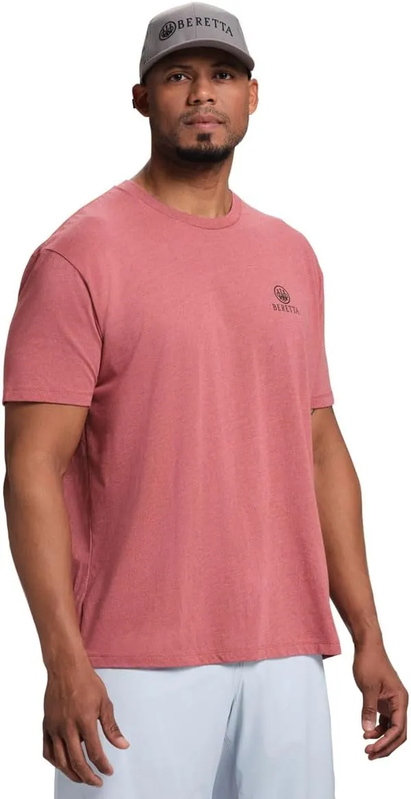 Beretta Men's Legacy Casual Durable Active Wear Ribbed Crew Neck Logo Print Double Needle Hems Short Sleeve T-Shirt