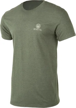 Beretta Men's Legacy Casual Durable Active Wear Ribbed Crew Neck Logo Print Double Needle Hems Short Sleeve T-Shirt