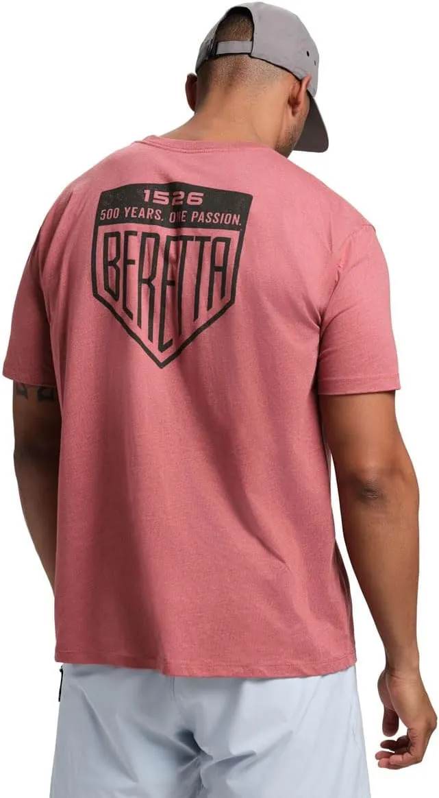 Beretta Men's Legacy Casual Durable Active Wear Ribbed Crew Neck Logo Print Double Needle Hems Short Sleeve T-Shirt