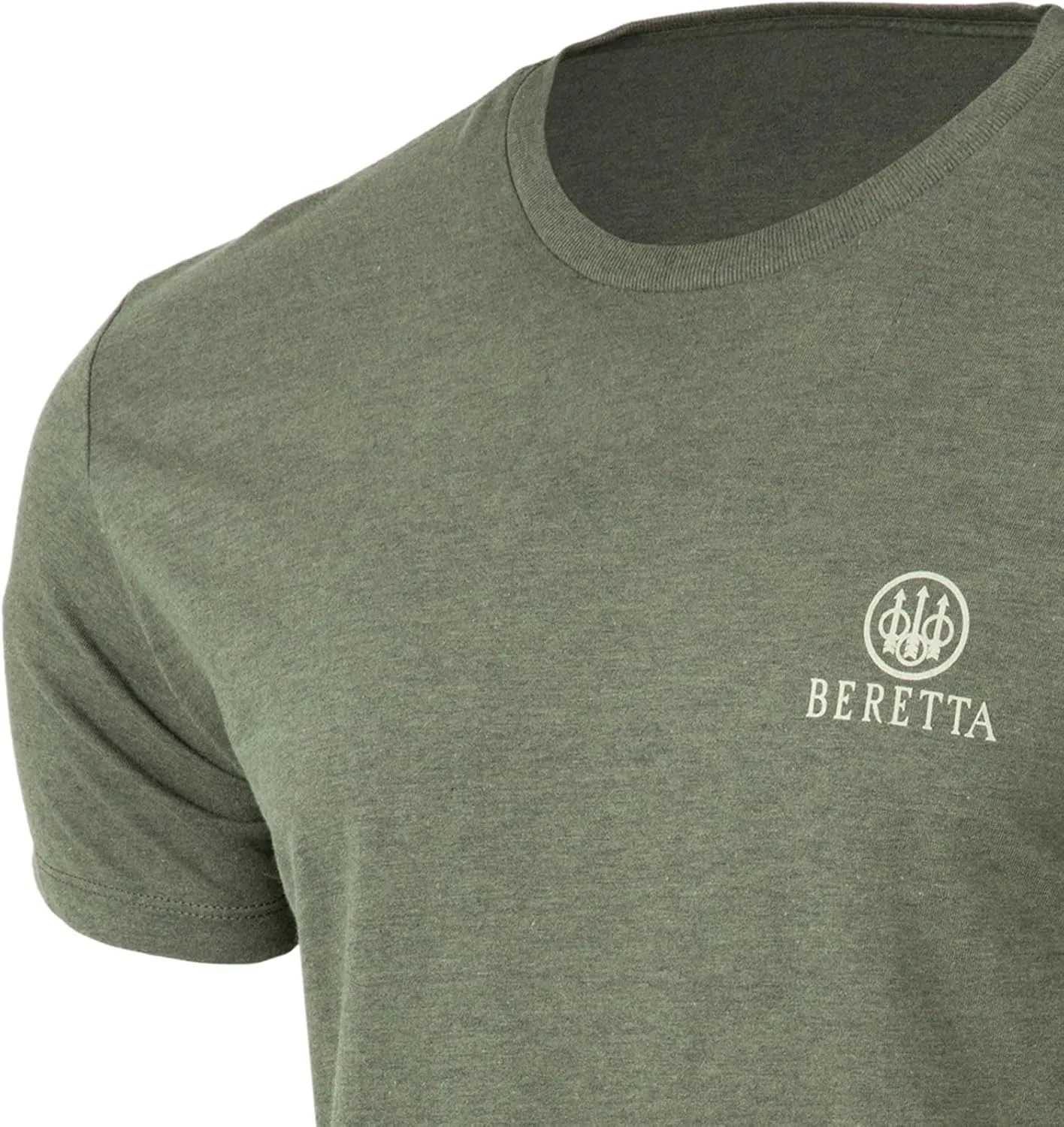 Beretta Men's Legacy Casual Durable Active Wear Ribbed Crew Neck Logo Print Double Needle Hems Short Sleeve T-Shirt