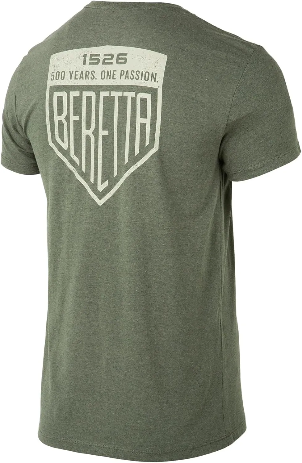 Beretta Men's Legacy Casual Durable Active Wear Ribbed Crew Neck Logo Print Double Needle Hems Short Sleeve T-Shirt