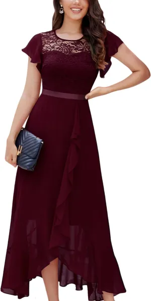 BeryLove Formal Dresses for Women 2025 Wedding Guest with Slit Cocktail Elegant Lace Long Prom Dress