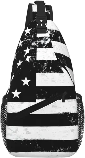 Black And White Flag Print Cross Chest Bag Diagonally For Short-Distance Travel And Daily Use