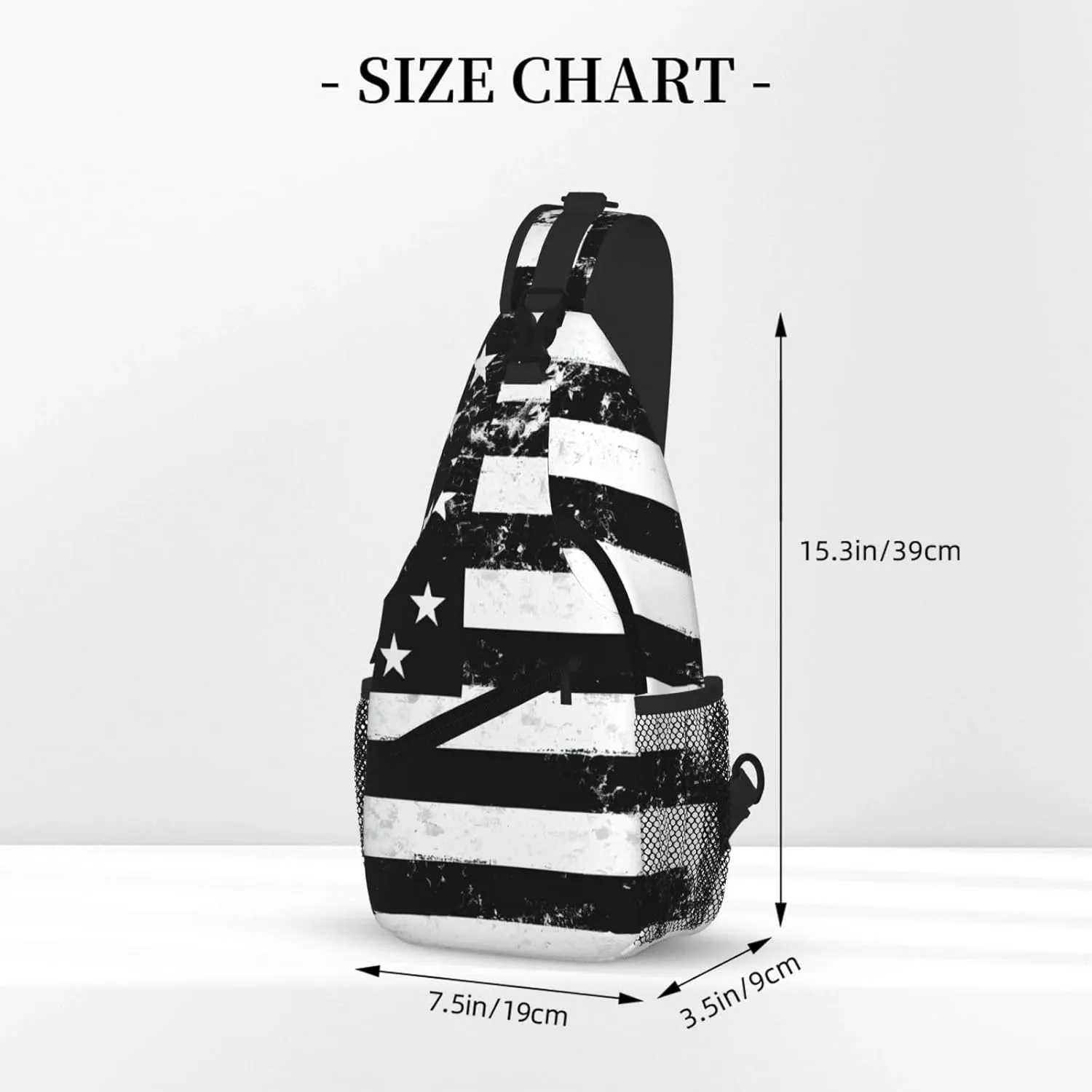 Black And White Flag Print Cross Chest Bag Diagonally For Short-Distance Travel And Daily Use