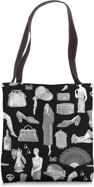 black gray art deco 1920s flapper glamour feminine antique Tote Bag