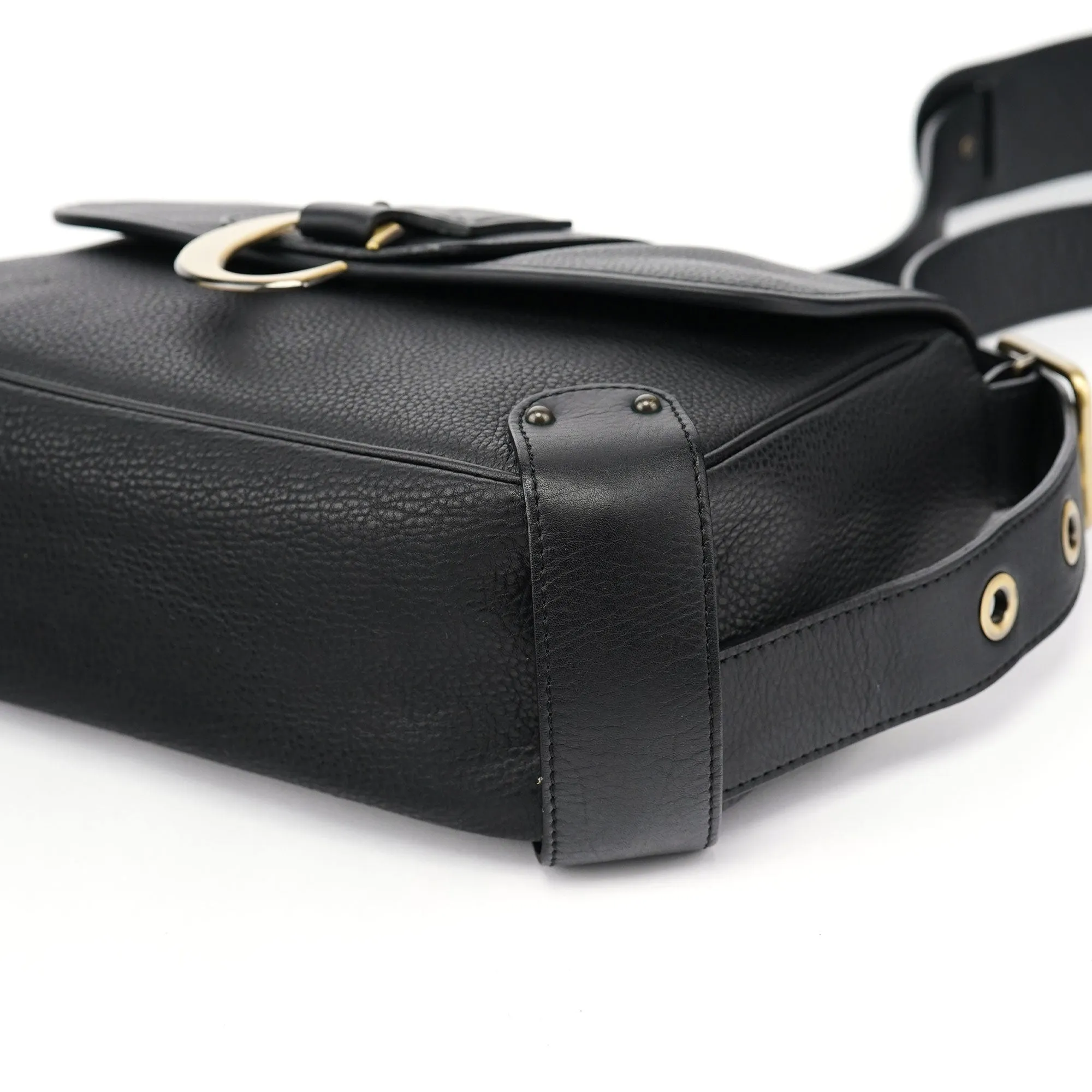 Black Leather C Crossbody Bag