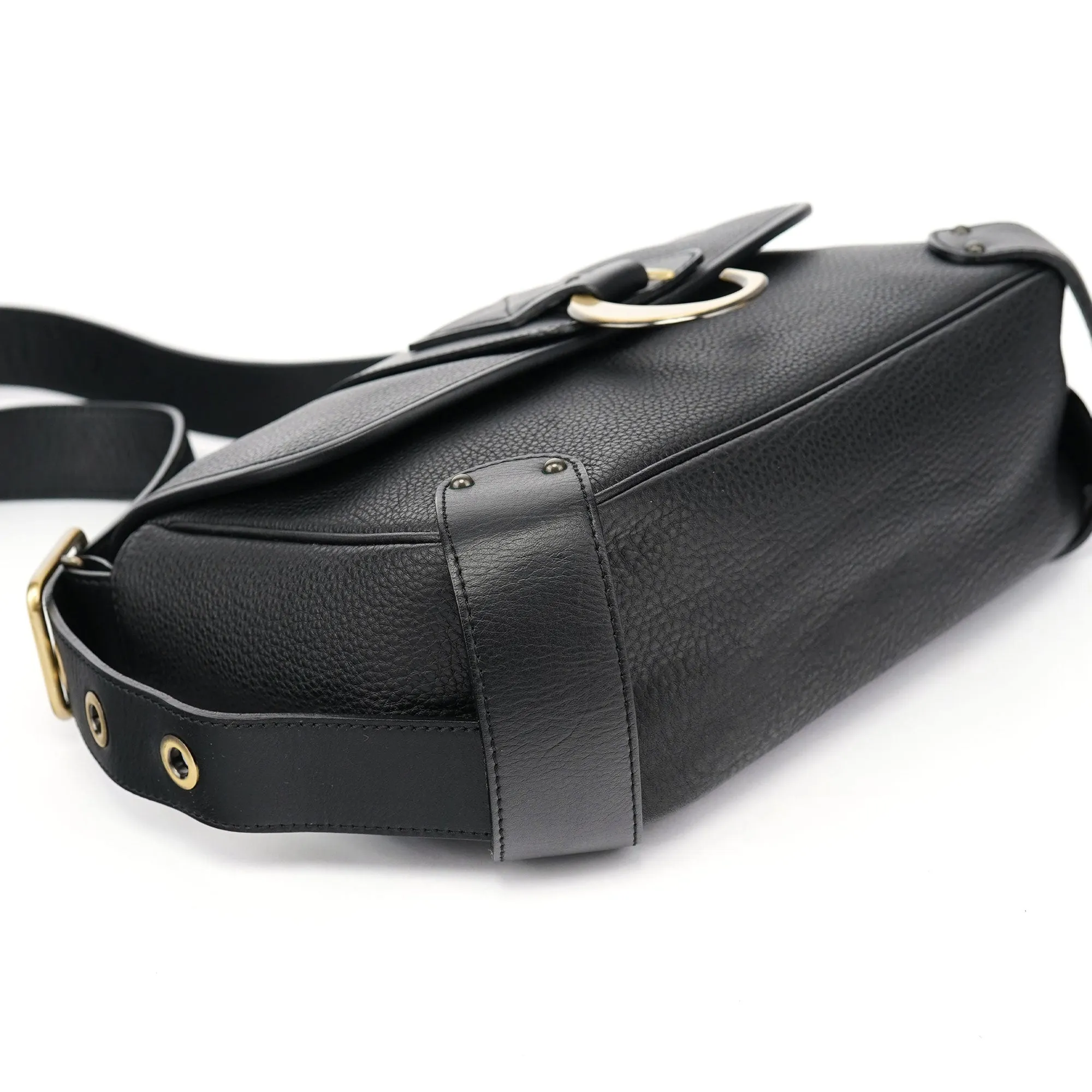 Black Leather C Crossbody Bag