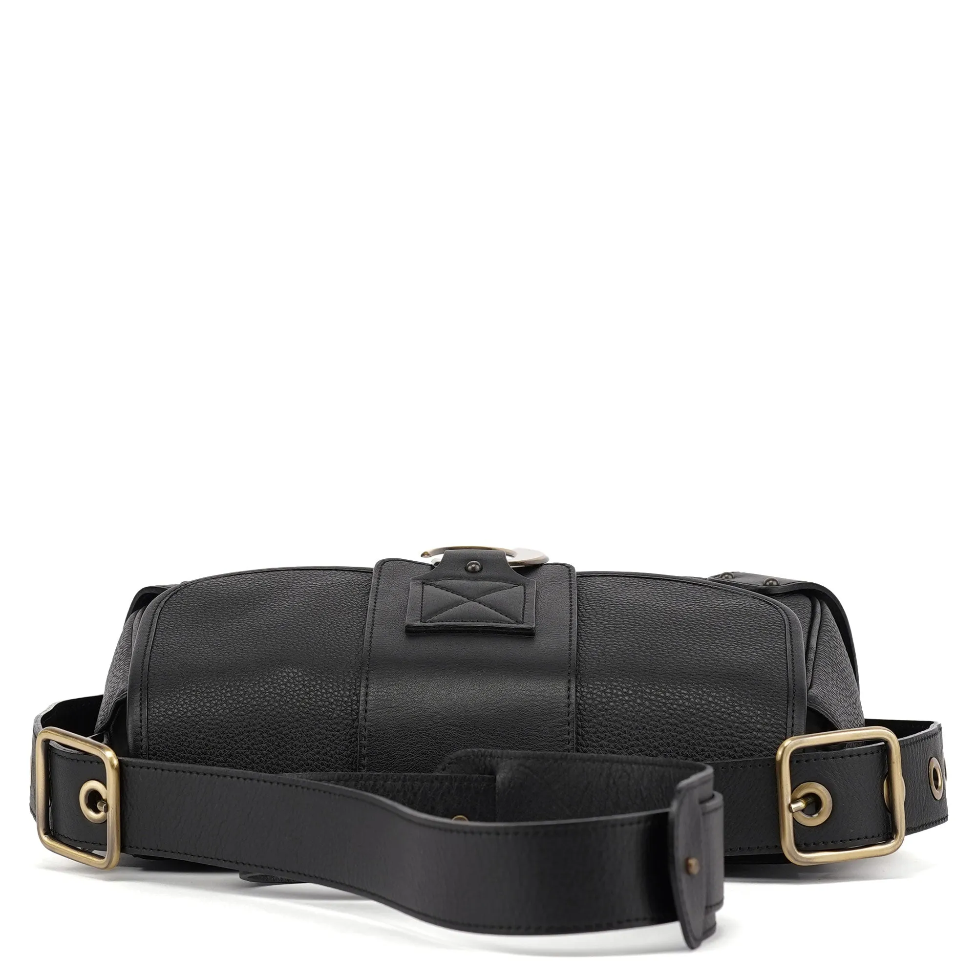 Black Leather C Crossbody Bag