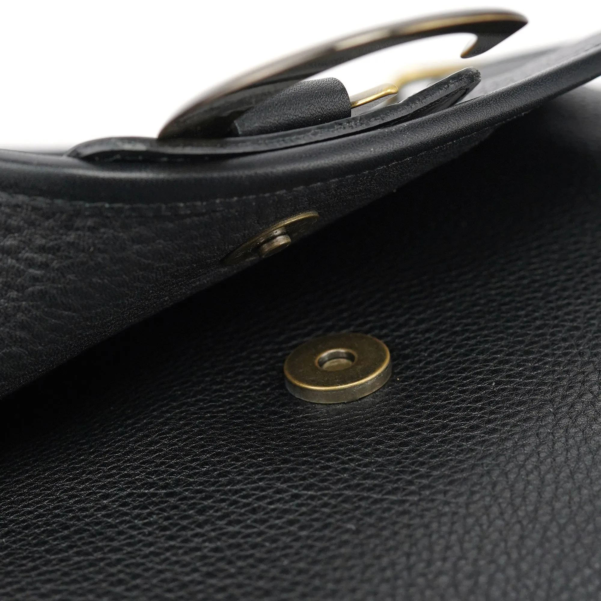 Black Leather C Crossbody Bag