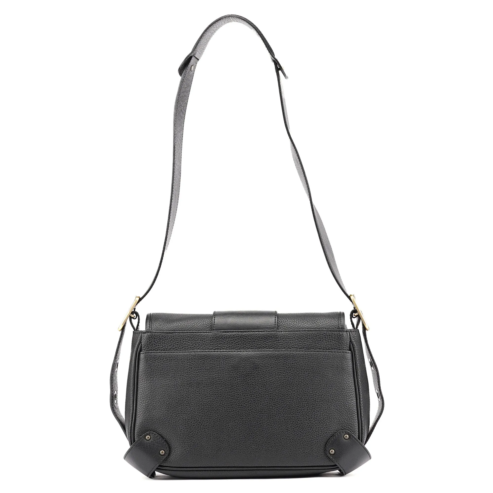 Black Leather C Crossbody Bag