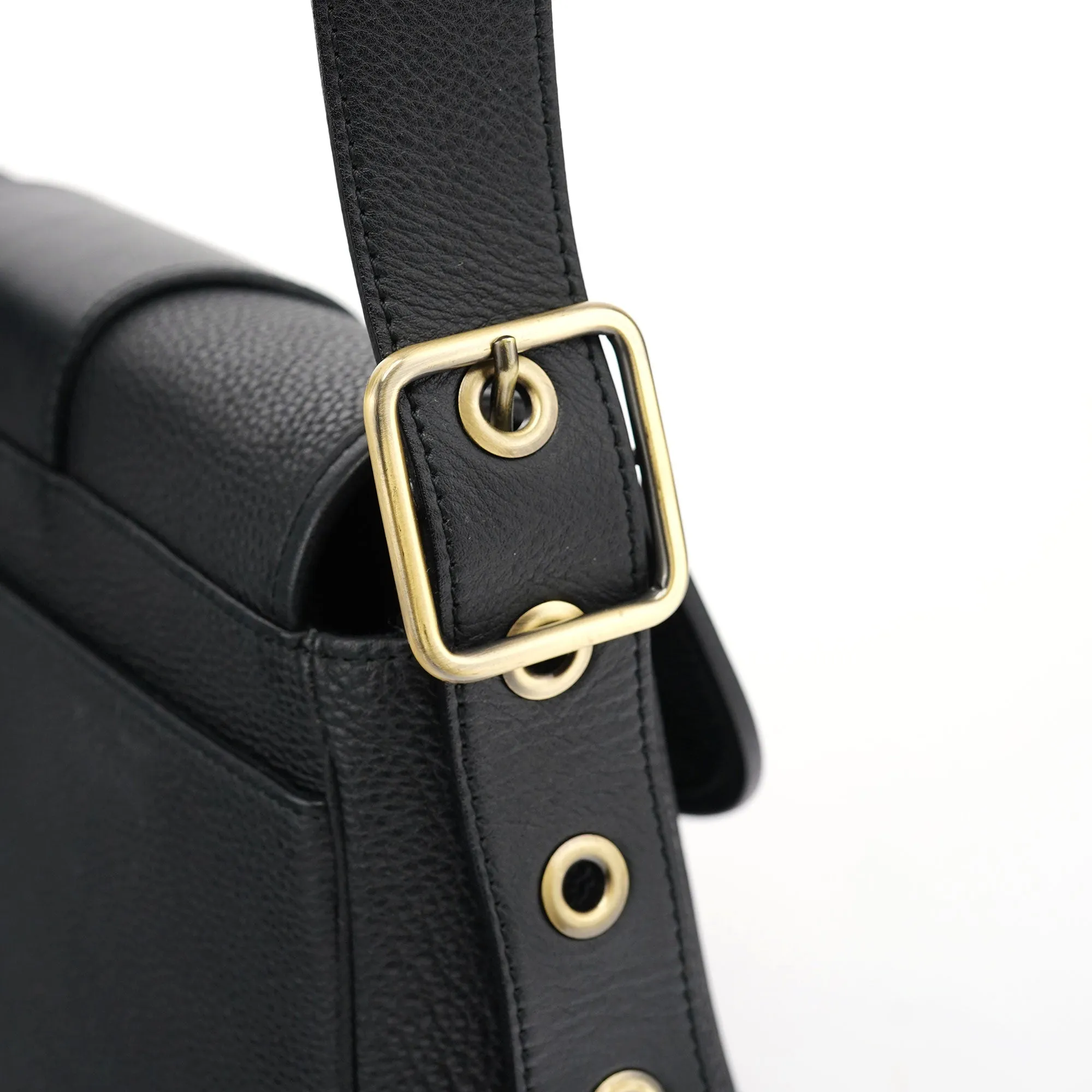 Black Leather C Crossbody Bag