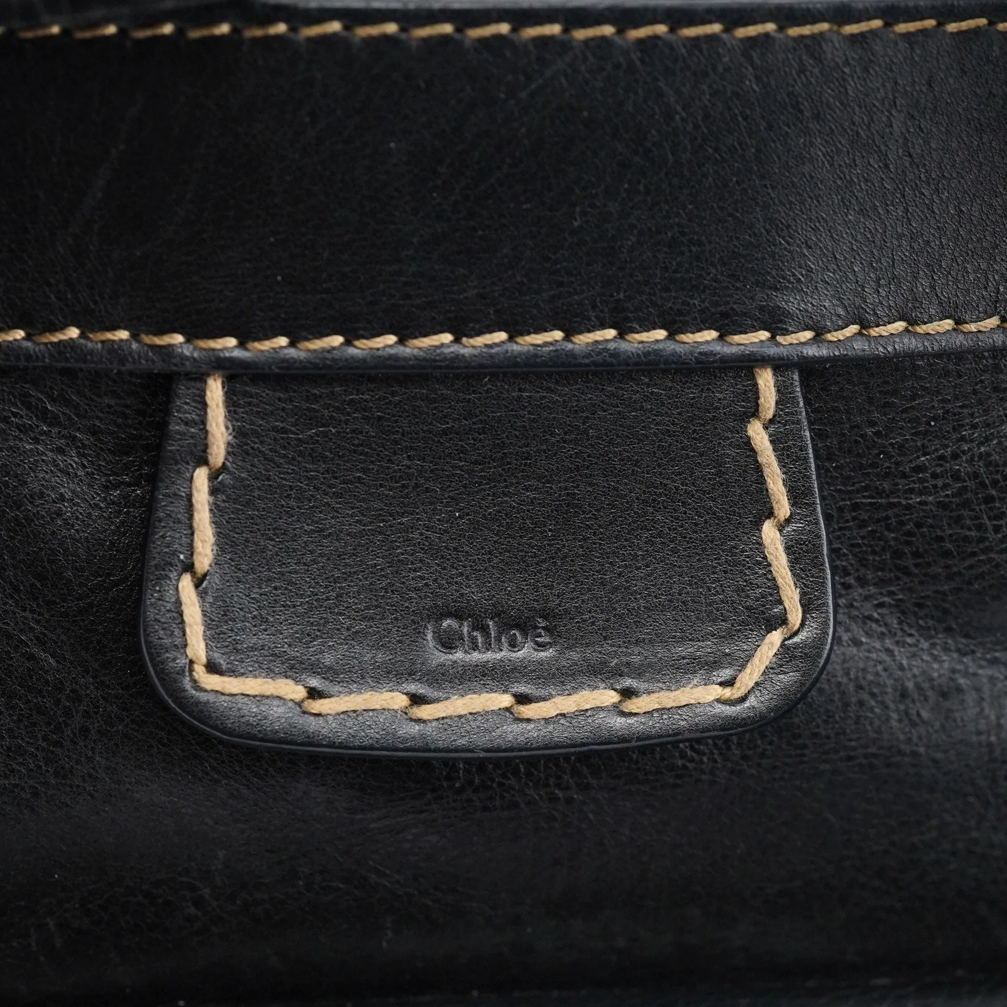 Black Leather Edith 2-Way Tote Bag