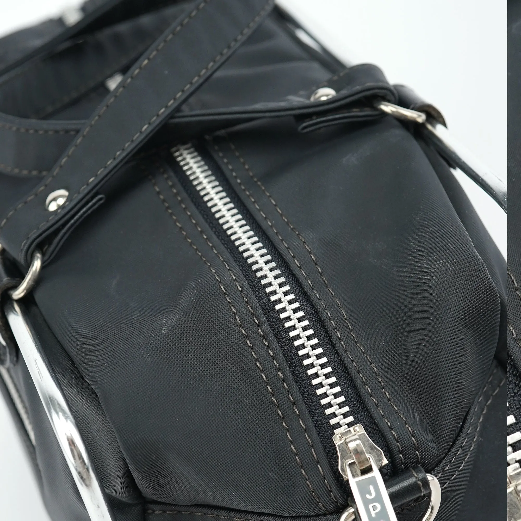 Black Nylon Pipe Frame Tote Bag