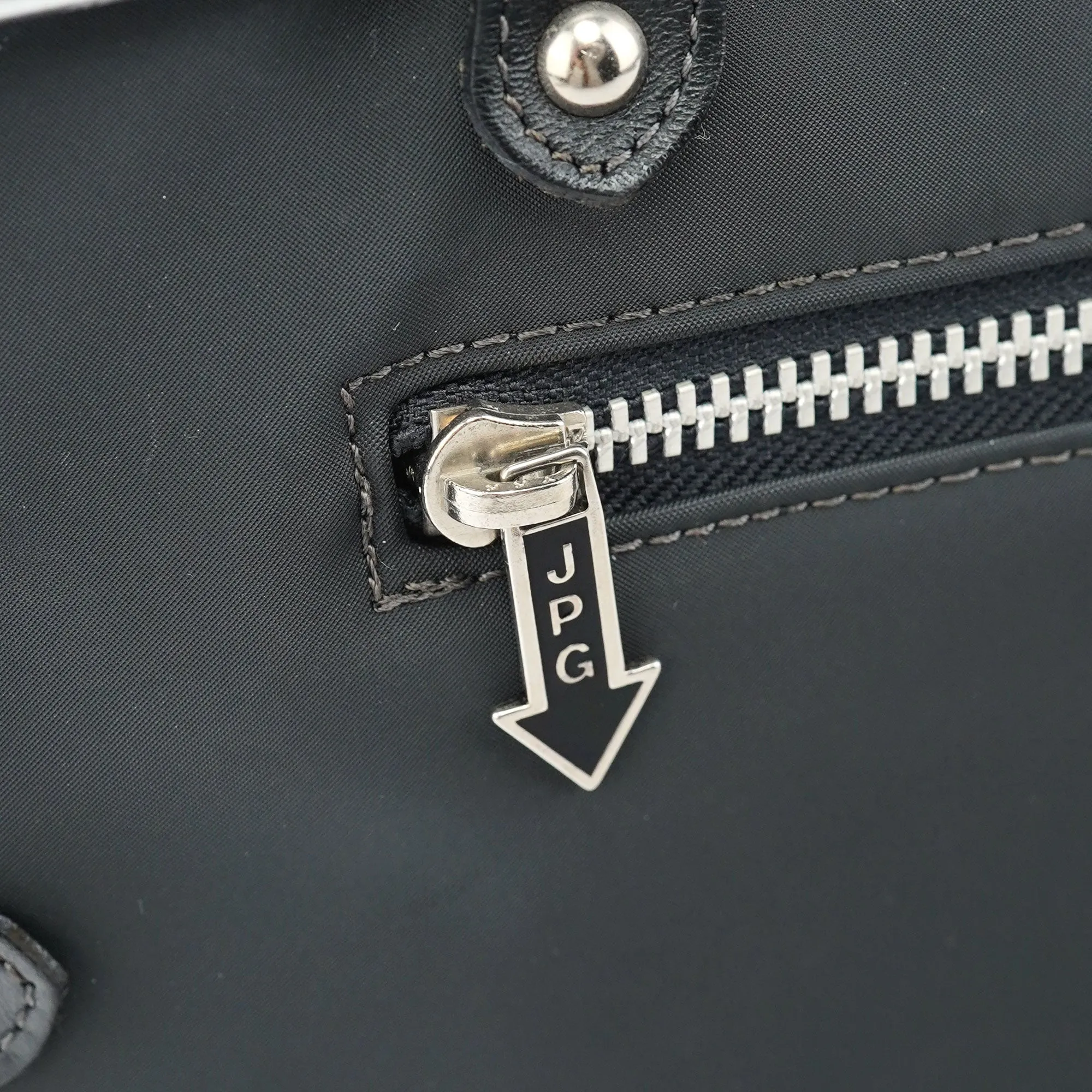 Black Nylon Pipe Frame Tote Bag