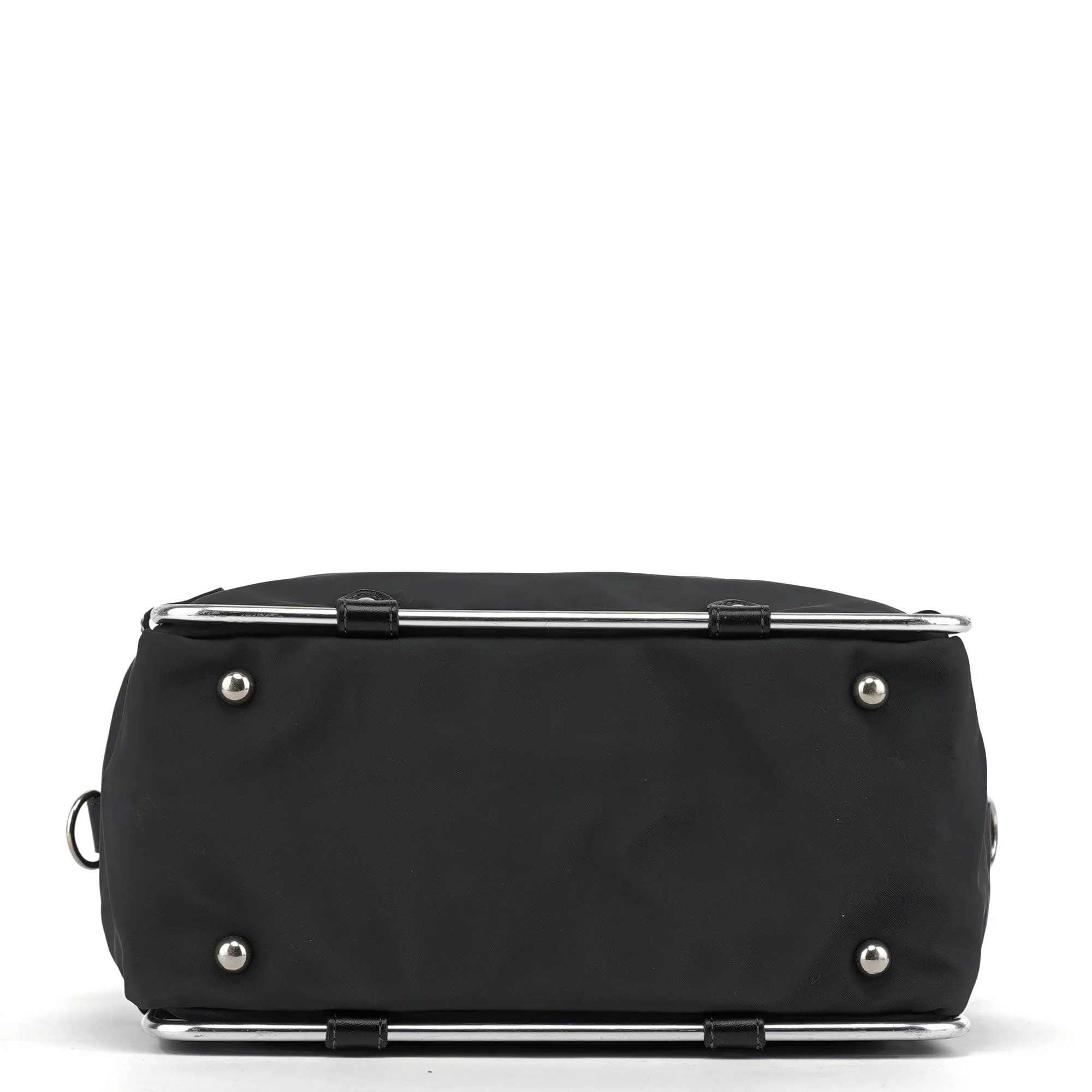 Black Nylon Pipe Frame Tote Bag
