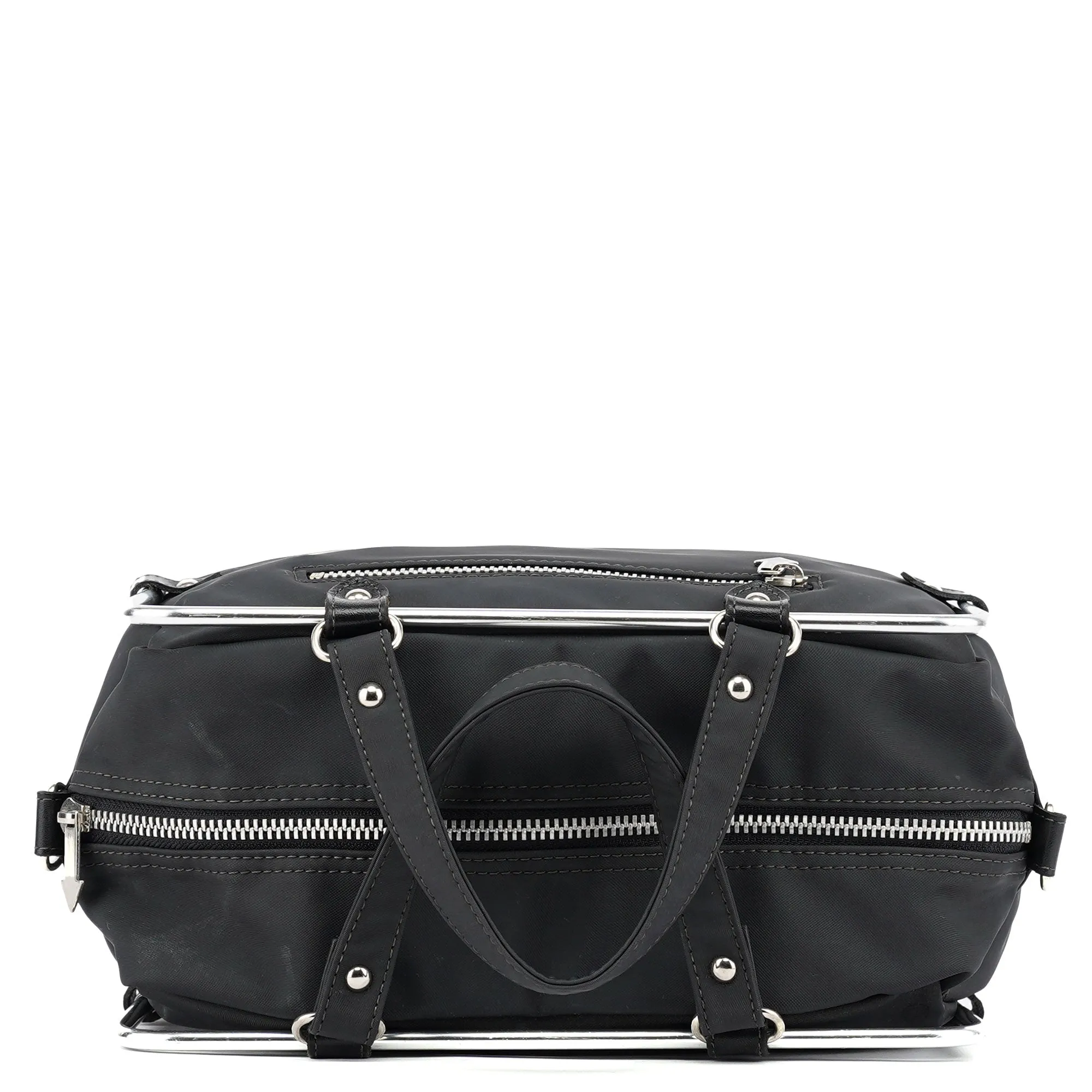 Black Nylon Pipe Frame Tote Bag