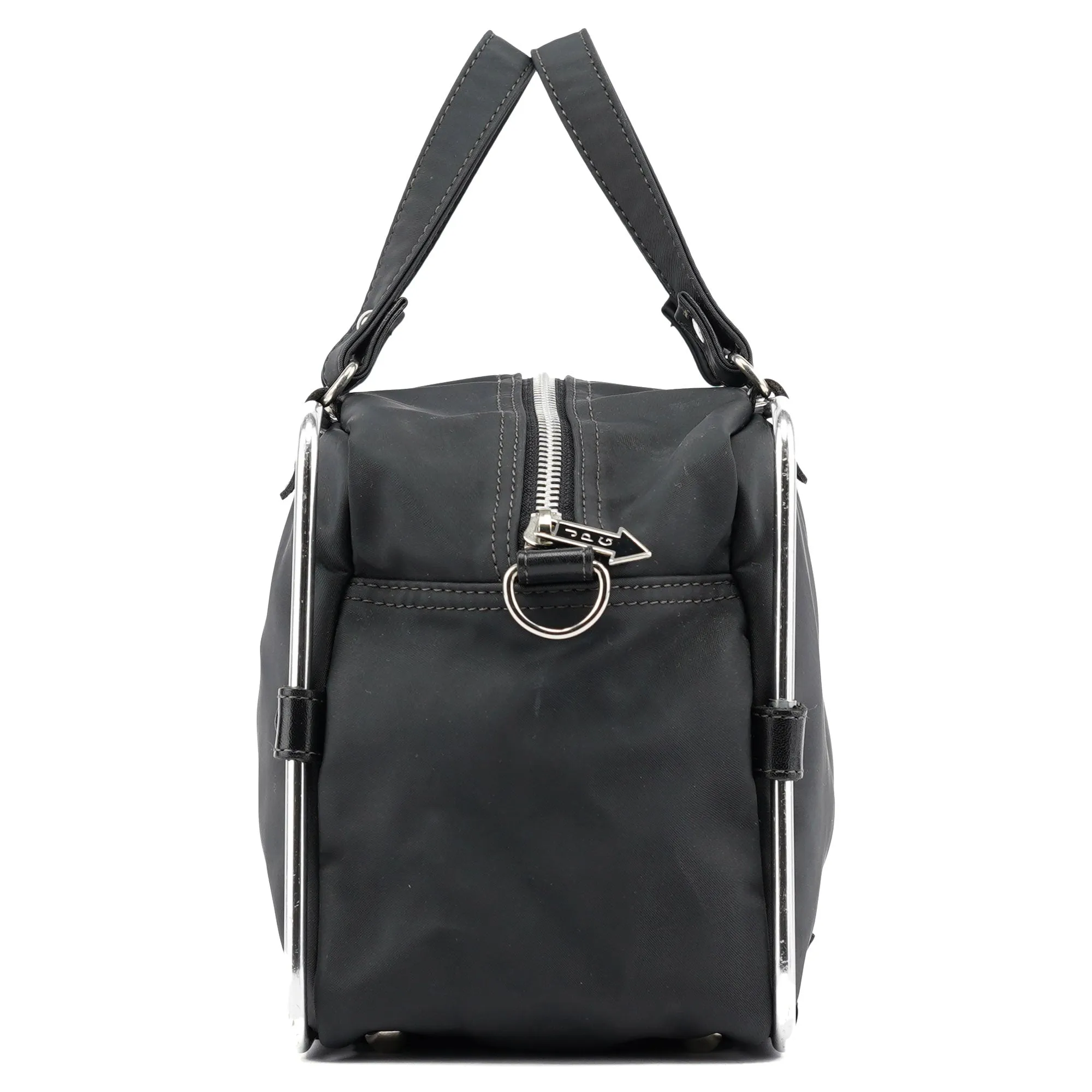 Black Nylon Pipe Frame Tote Bag