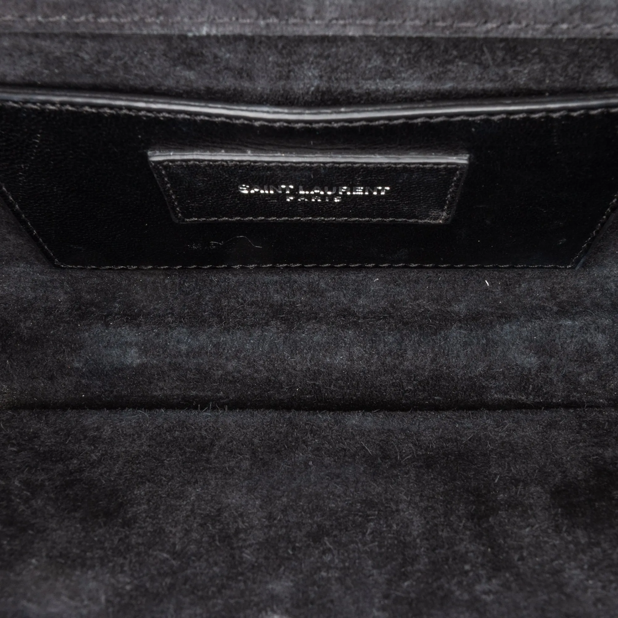 Black Saint Laurent Mini Croc Embossed Kate Tassel Crossbody