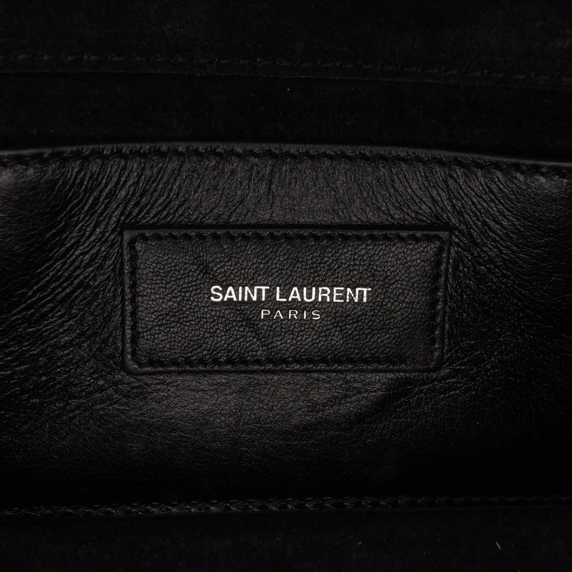 Black Saint Laurent Mini Croc Embossed Kate Tassel Crossbody