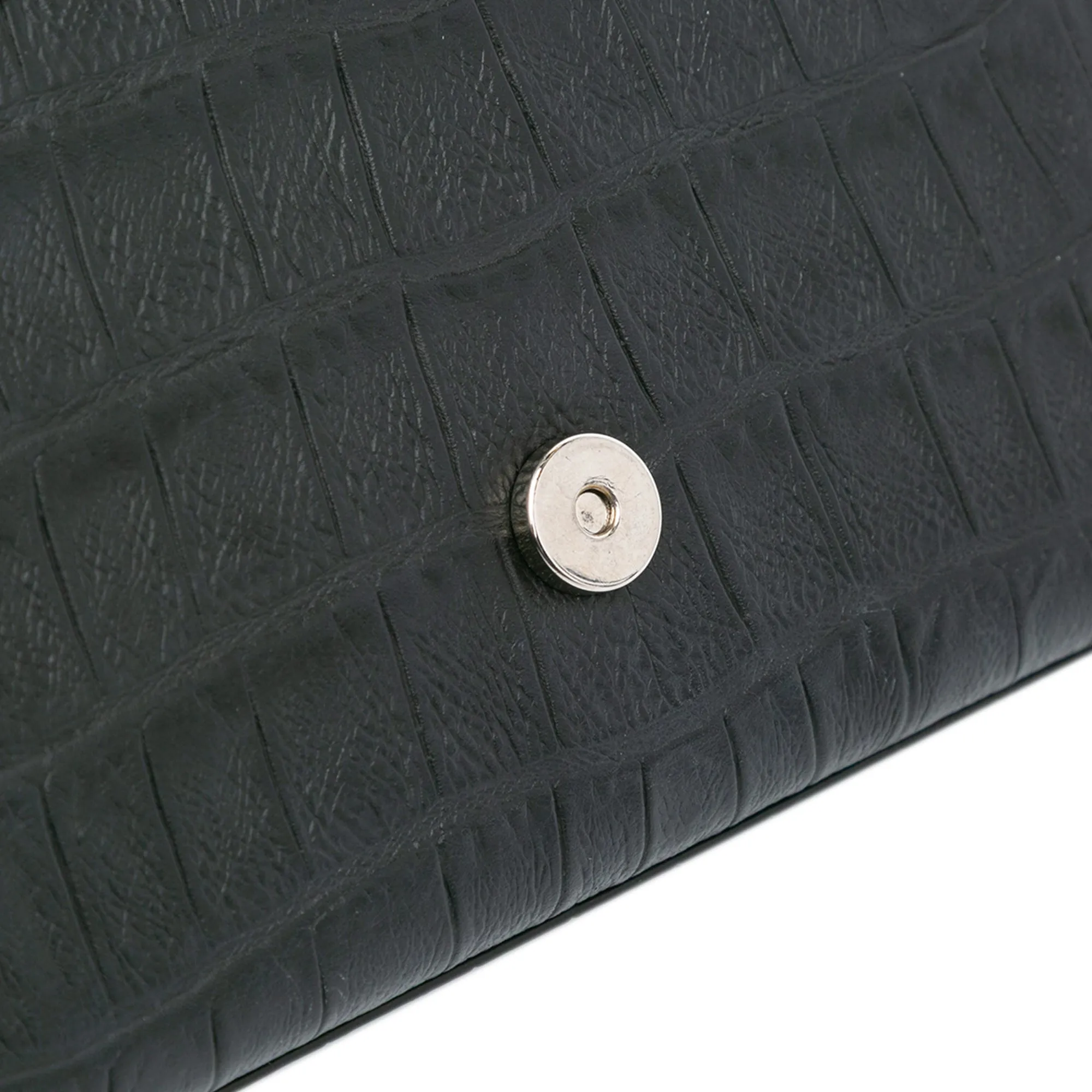 Black Saint Laurent Mini Croc Embossed Kate Tassel Crossbody