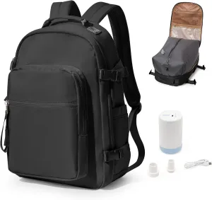 Black Vacuum Backpack With Pump,Travel Laptop Backpacks For Women Men,Airback Backpacks With Vacuum Compression Bags Seal Packing,Carry On Backpack, Personal Item Travel Bag