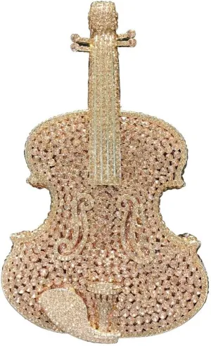 Bling Crossbody Purses and Handbags Rhinestone Diamond Clutch Purses for Women Shoulder Bag for Wedding Violin Champagne
