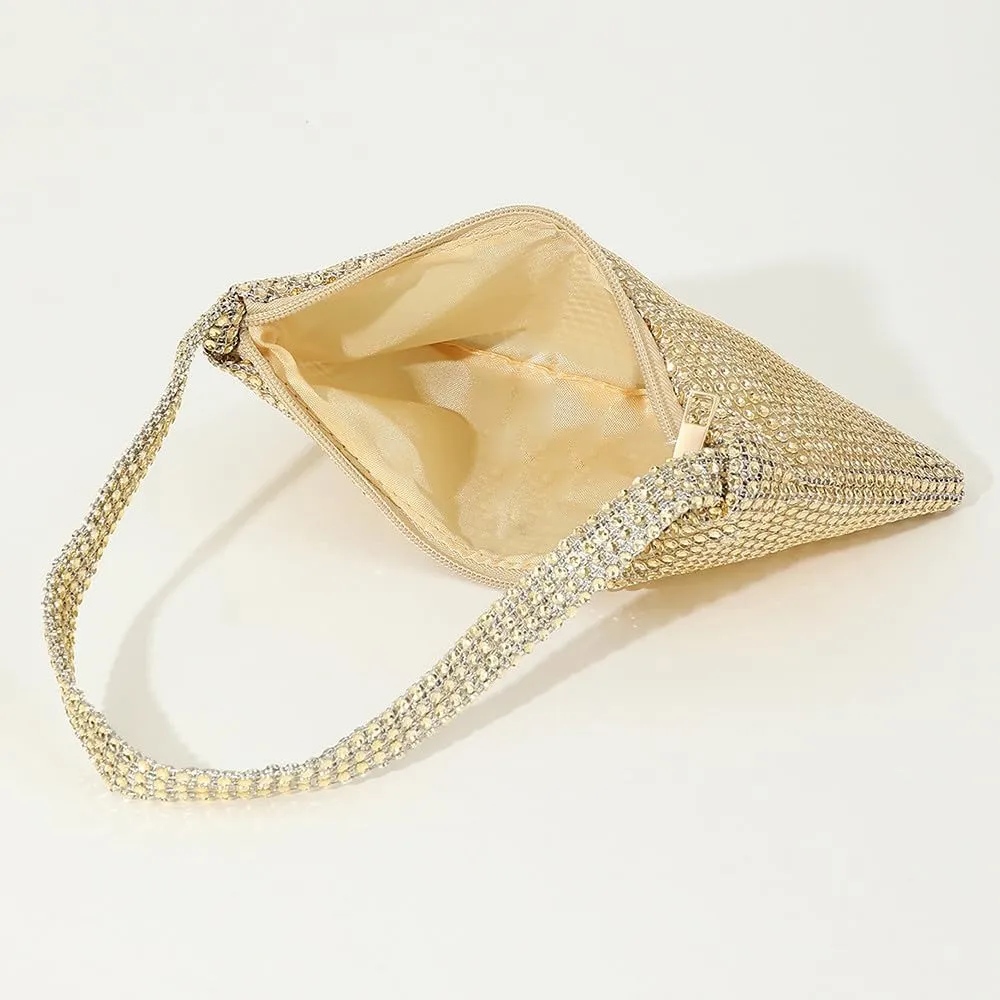 Bling Under the Arm Purse Shoulder Bag Bling Purses Rhinestones Women's Evening Handbag for Wedding Party Shopping Gold