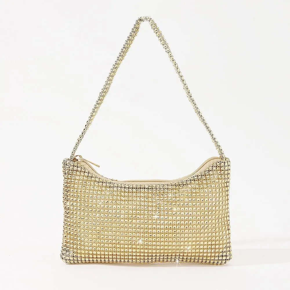 Bling Under the Arm Purse Shoulder Bag Bling Purses Rhinestones Women's Evening Handbag for Wedding Party Shopping Gold