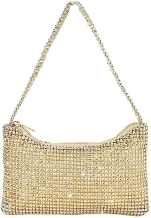 Bling Under the Arm Purse Shoulder Bag Bling Purses Rhinestones Women's Evening Handbag for Wedding Party Shopping Gold