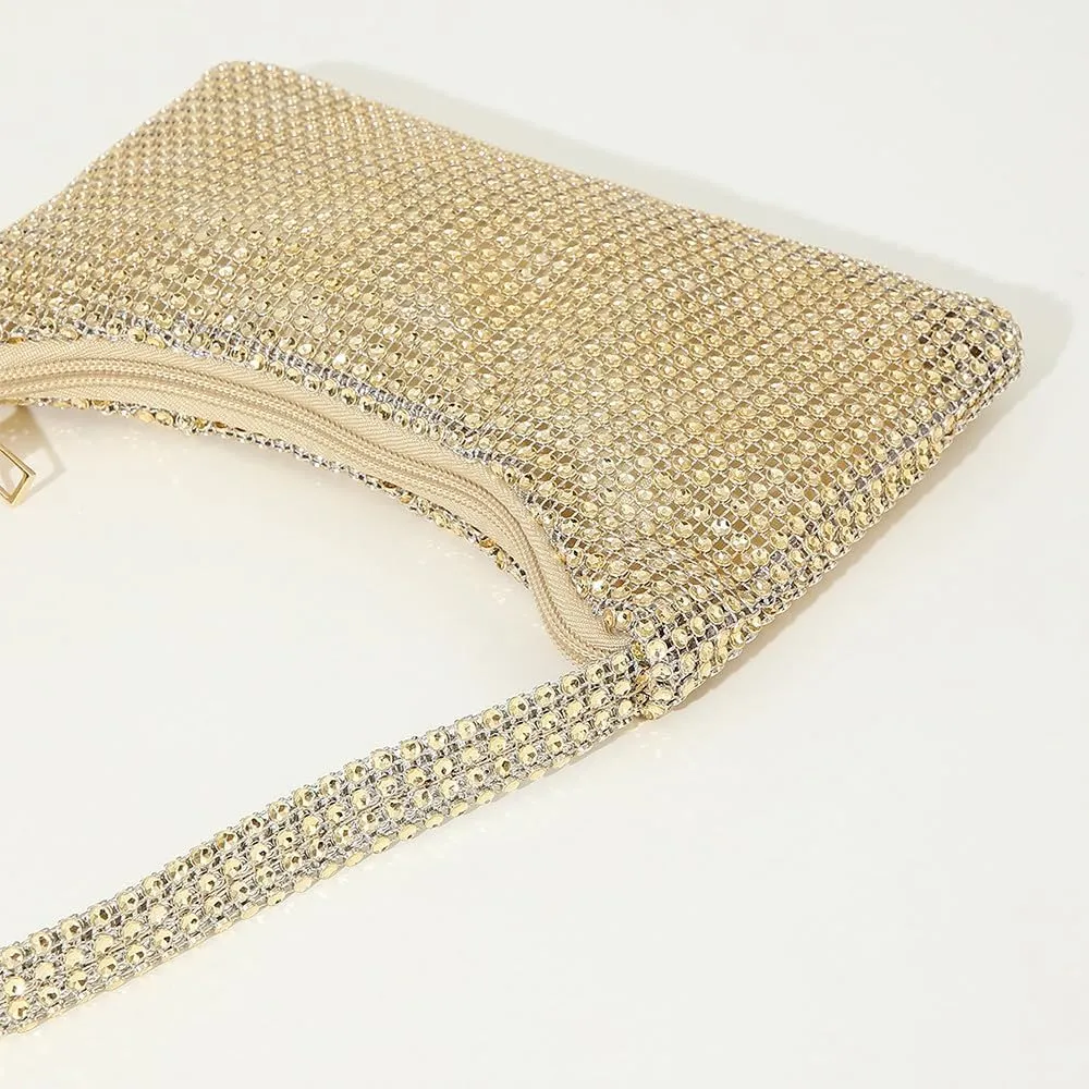 Bling Under the Arm Purse Shoulder Bag Bling Purses Rhinestones Women's Evening Handbag for Wedding Party Shopping Gold