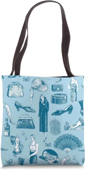 blue art deco 1920s flapper glamour feminine antique retro Tote Bag