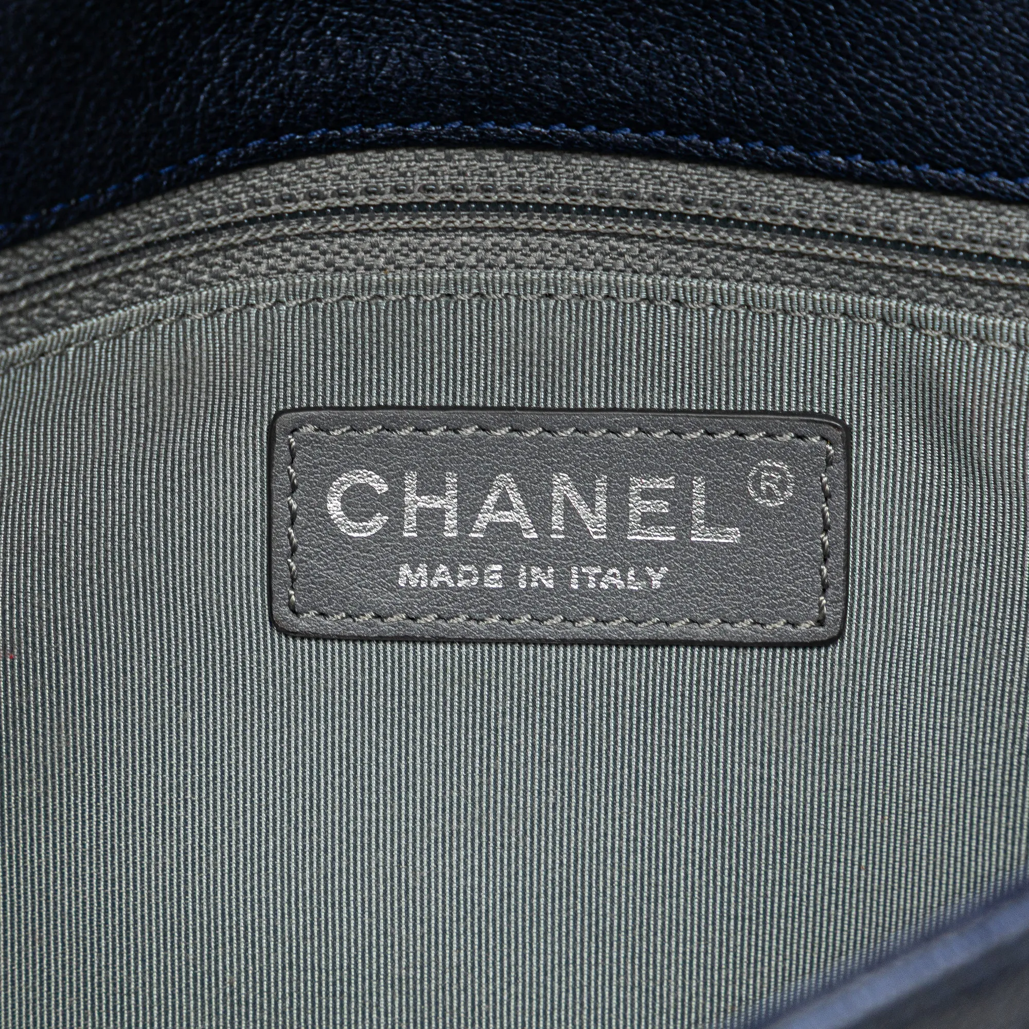 Blue Chanel Medium Chevron Metallic Sheepskin Vintage Mademoiselle Flap Crossbody Bag