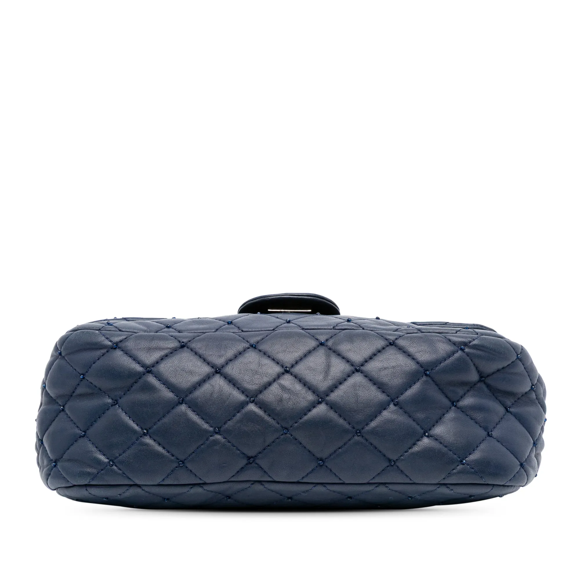 Blue Chanel Small Quilted Lambskin Beaded Single Flap Shoulder Bag