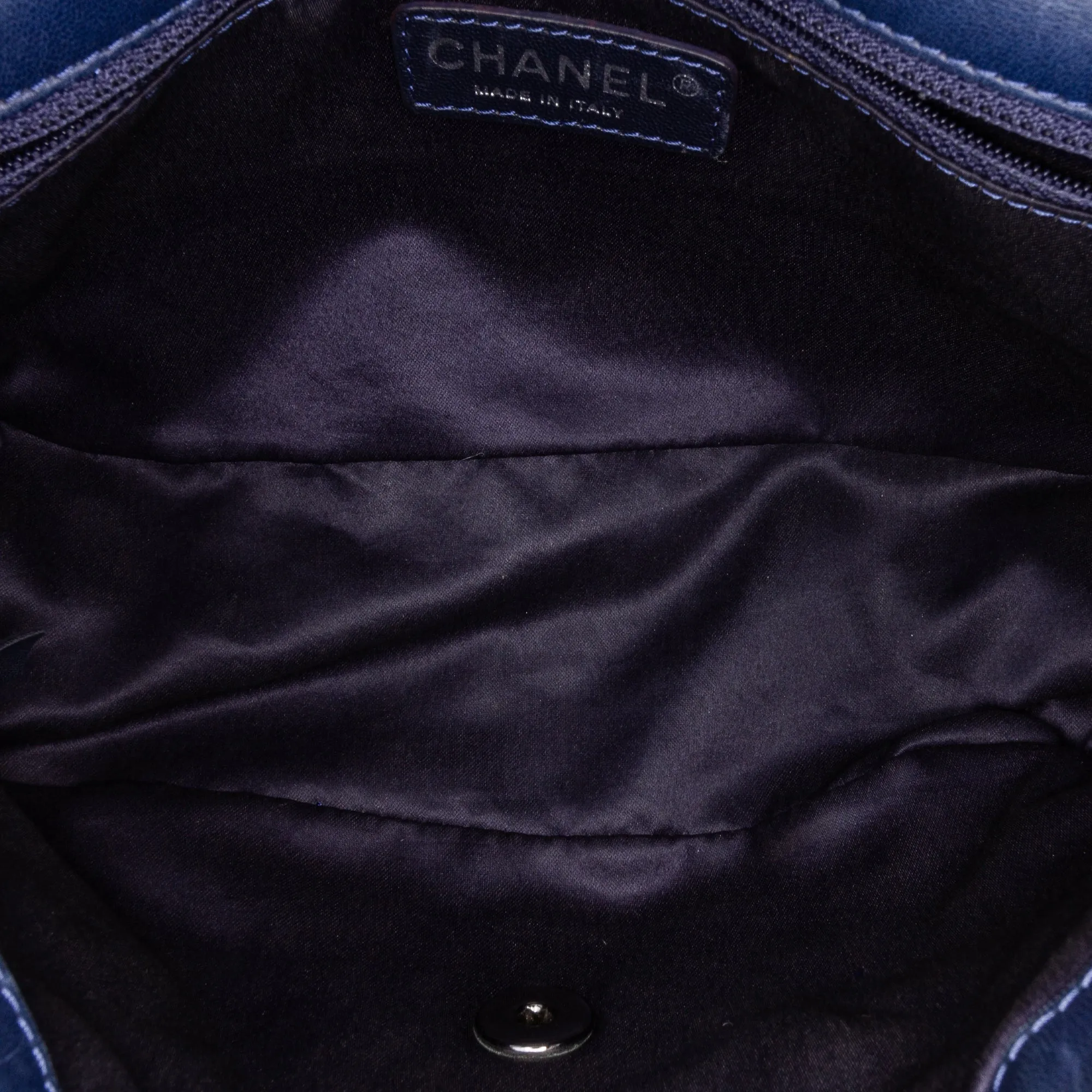 Blue Chanel Small Quilted Lambskin Beaded Single Flap Shoulder Bag