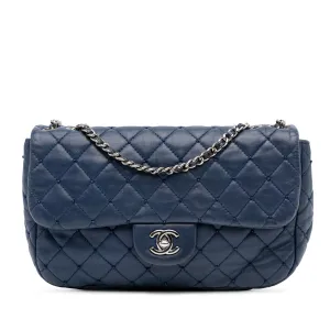 Blue Chanel Small Quilted Lambskin Beaded Single Flap Shoulder Bag