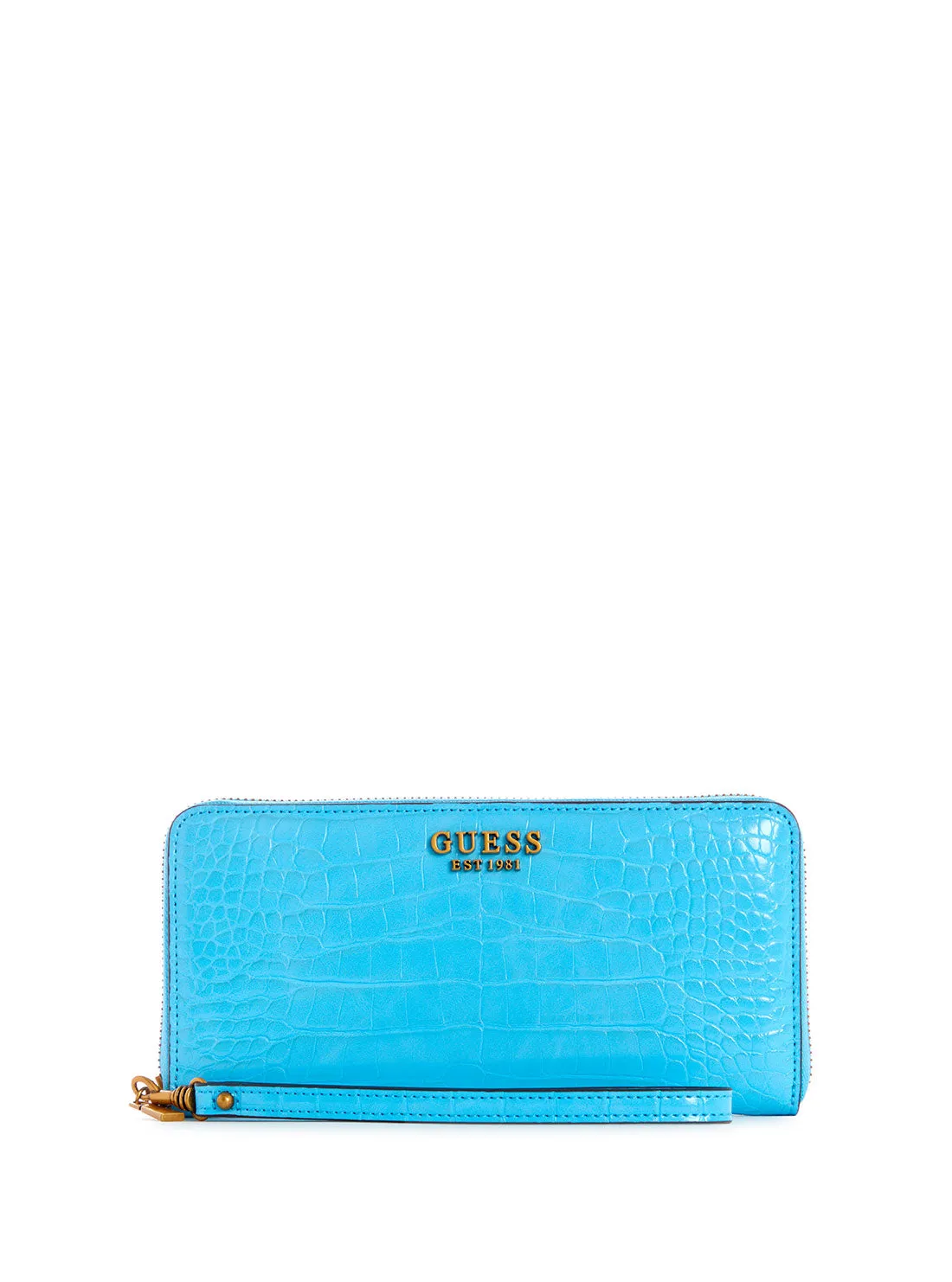 Blue Laurel Croco Large Wallet
