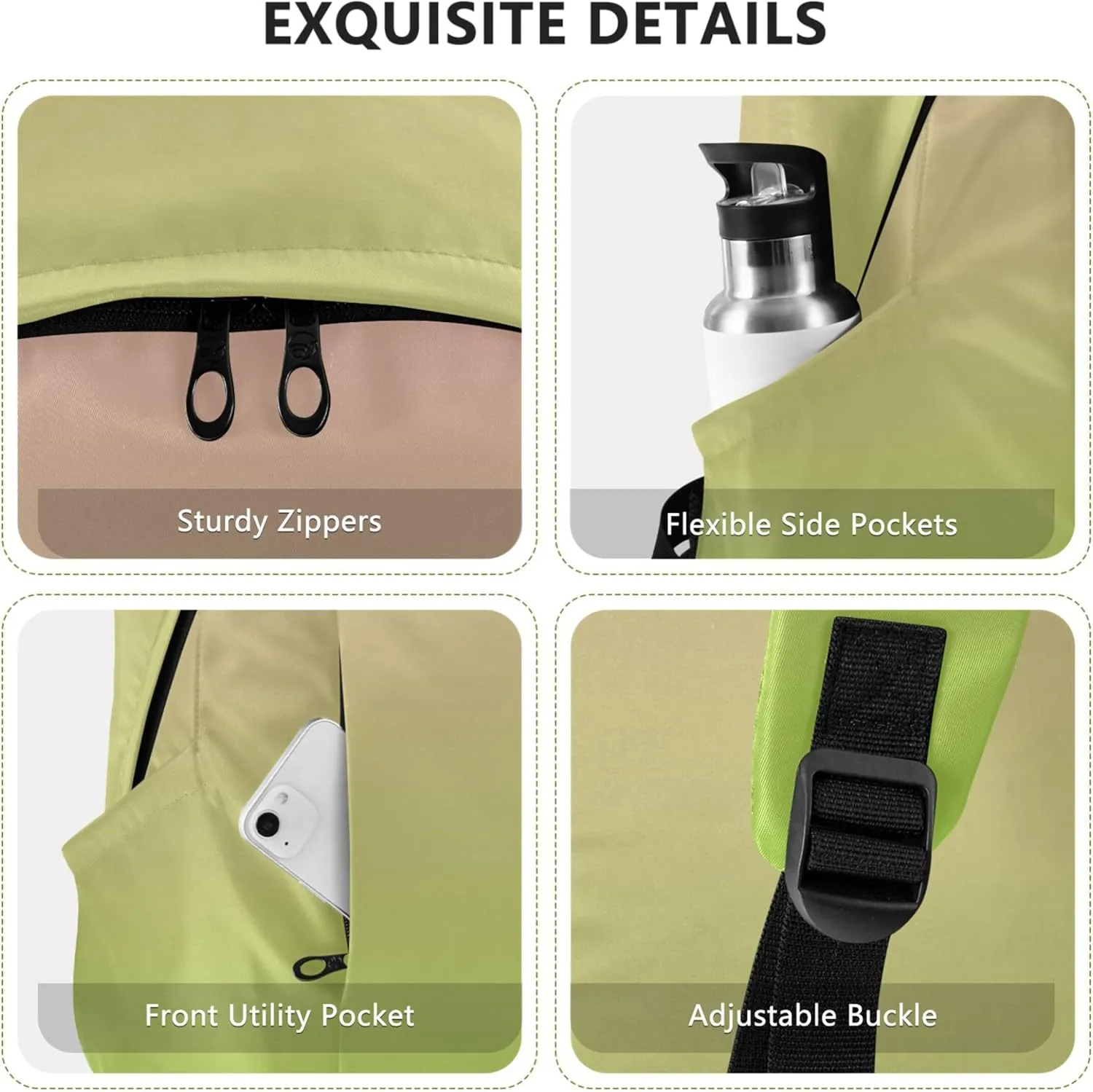 Blush Pink Green Gradient Casual Backpacks for Women Cute Casual Back to School Bookbag
