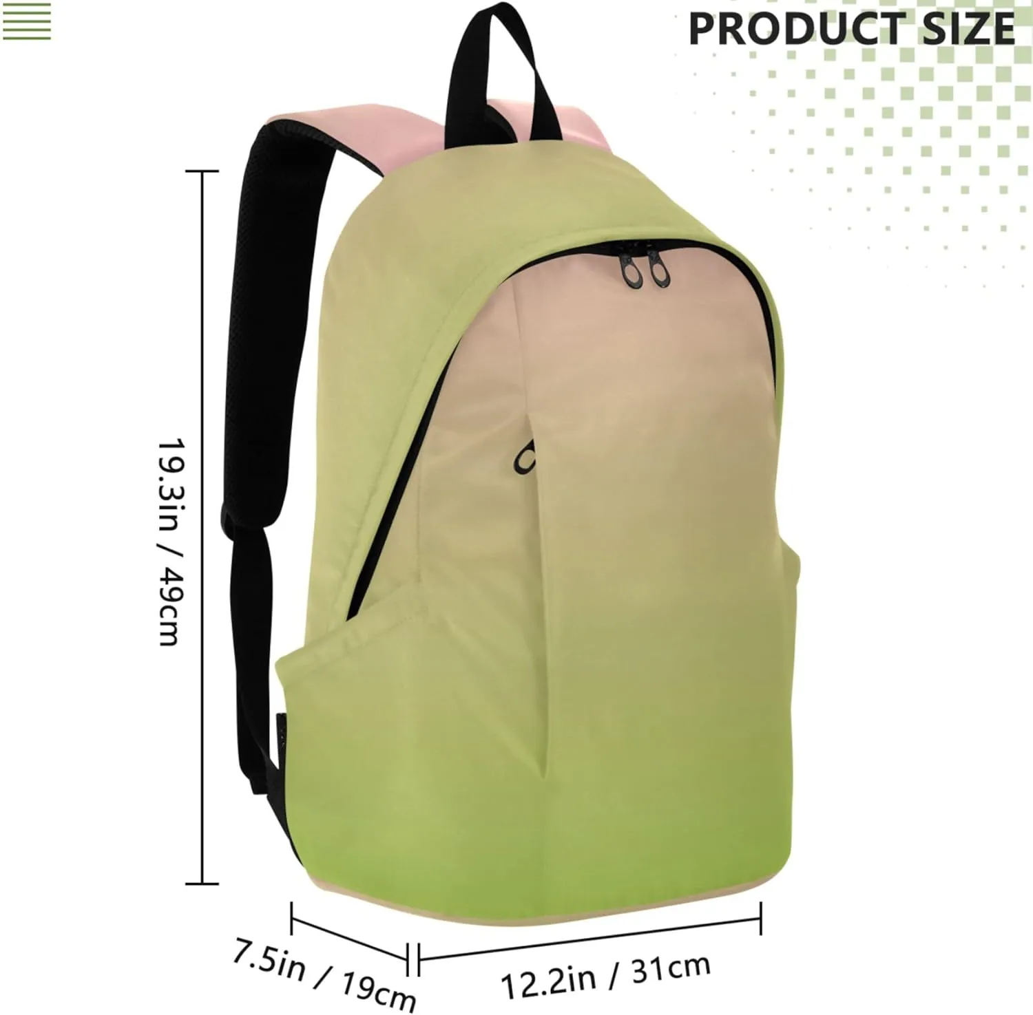 Blush Pink Green Gradient Casual Backpacks for Women Cute Casual Back to School Bookbag