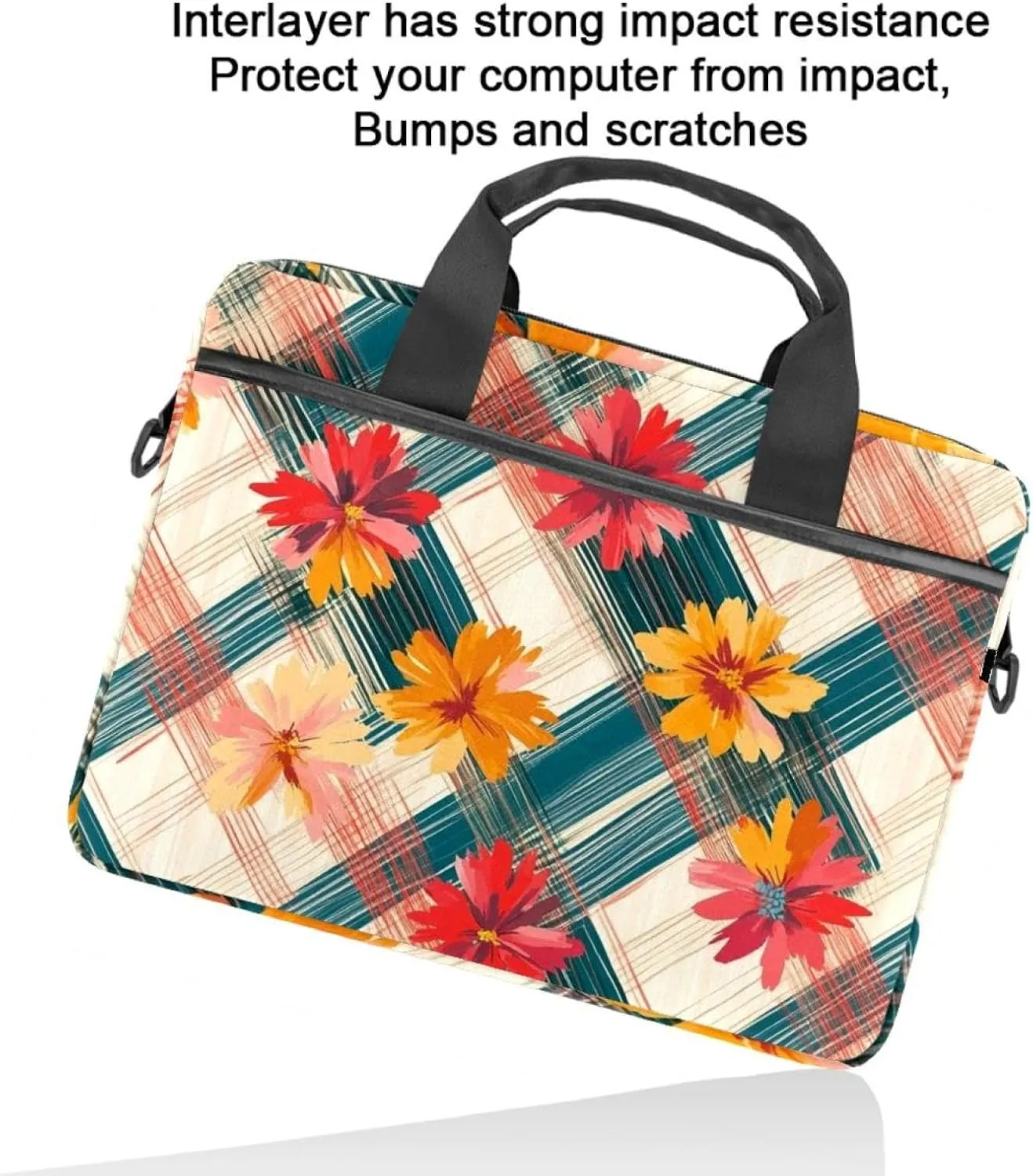 Boho Aesthetic Little Florals Laptop Bag Case Computer Sleeve Shoulder Messenger Bag for Work School