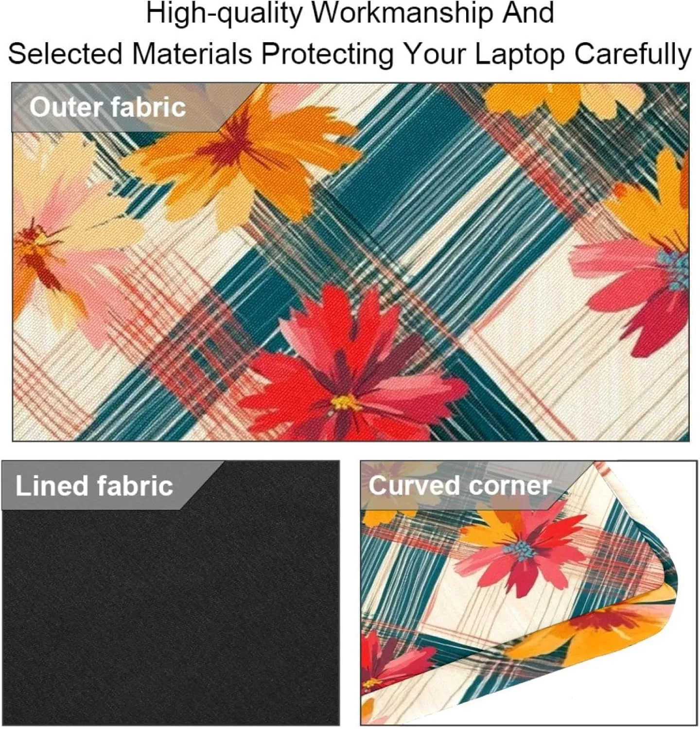Boho Aesthetic Little Florals Laptop Bag Case Computer Sleeve Shoulder Messenger Bag for Work School