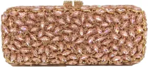 Boutique De FGG Women Crystal Clutch Bag Minaudiere Box Handbag Party Prom Rhinestone Clutch Purse Wedding Bag, Mini