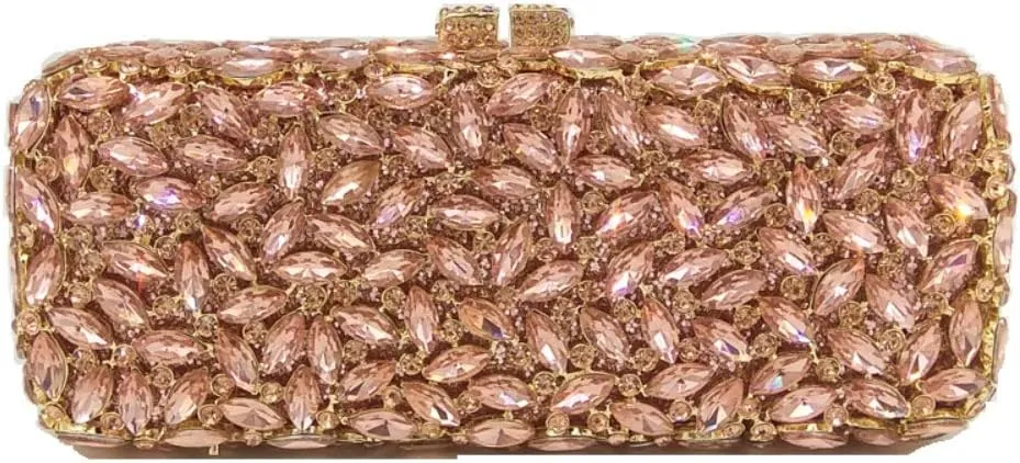 Boutique De FGG Women Crystal Clutch Bag Minaudiere Box Handbag Party Prom Rhinestone Clutch Purse Wedding Bag, Mini